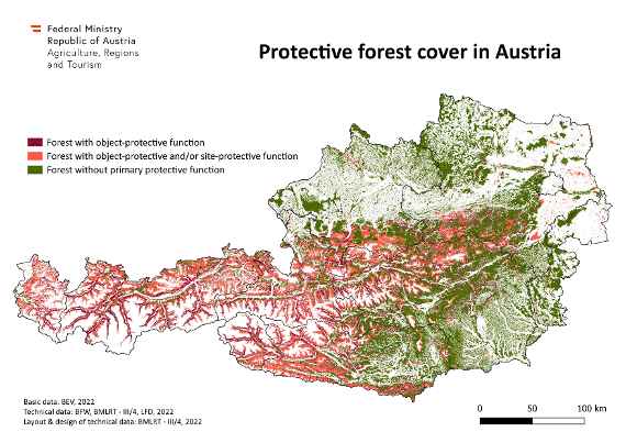 Protective forest cover in Austria