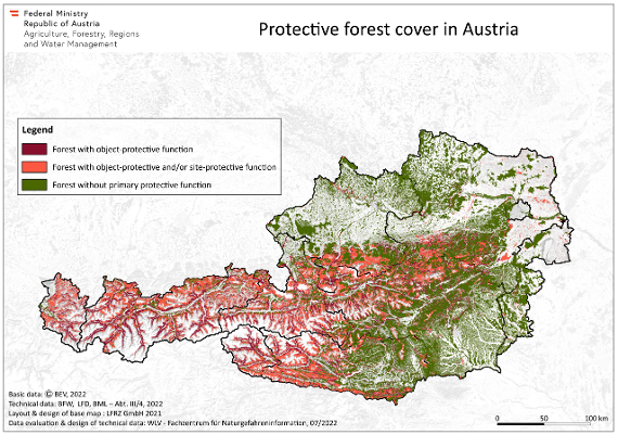 Protective forest cover in Austria