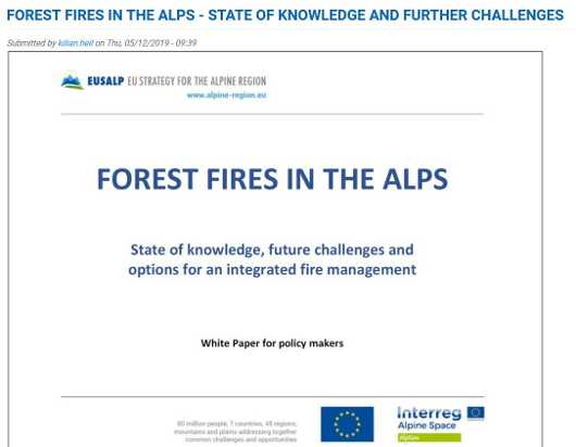 White Paper for policy makers_Forest fires in the alps